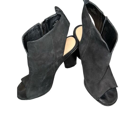 Gianni Bini Womens Sz 8 Suede Ankle Booties Black Zip Side Block Heels - Picture 10 of 12
